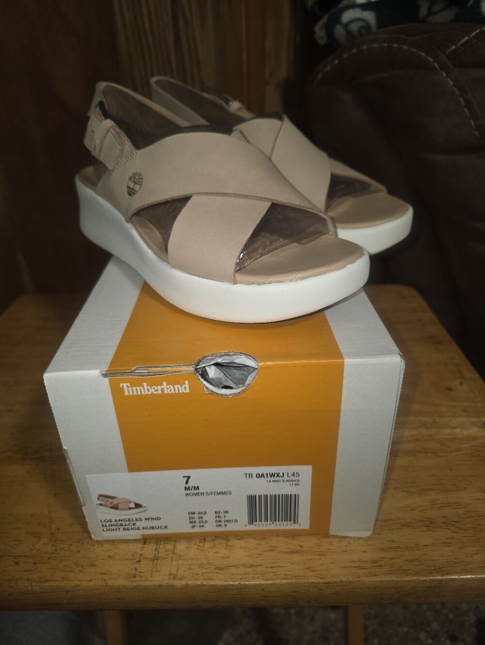 Timberland Los Angeles Slingback Light Beige Nubuck Sandals Women 7 M